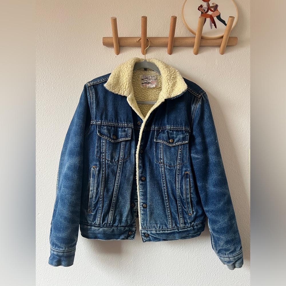 vintage shearling denim jacket size small/medium